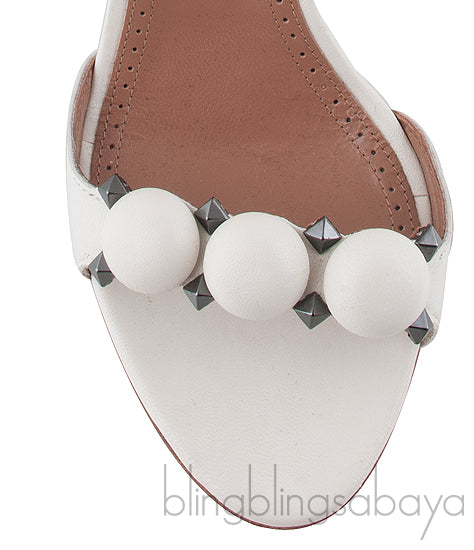 White Leather Bombe Heels