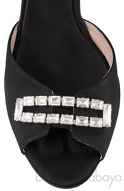 Crystal Peep Toe Slingback Heels