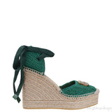 GG Green Lilibeth Web Espadrille Wedge Sandal