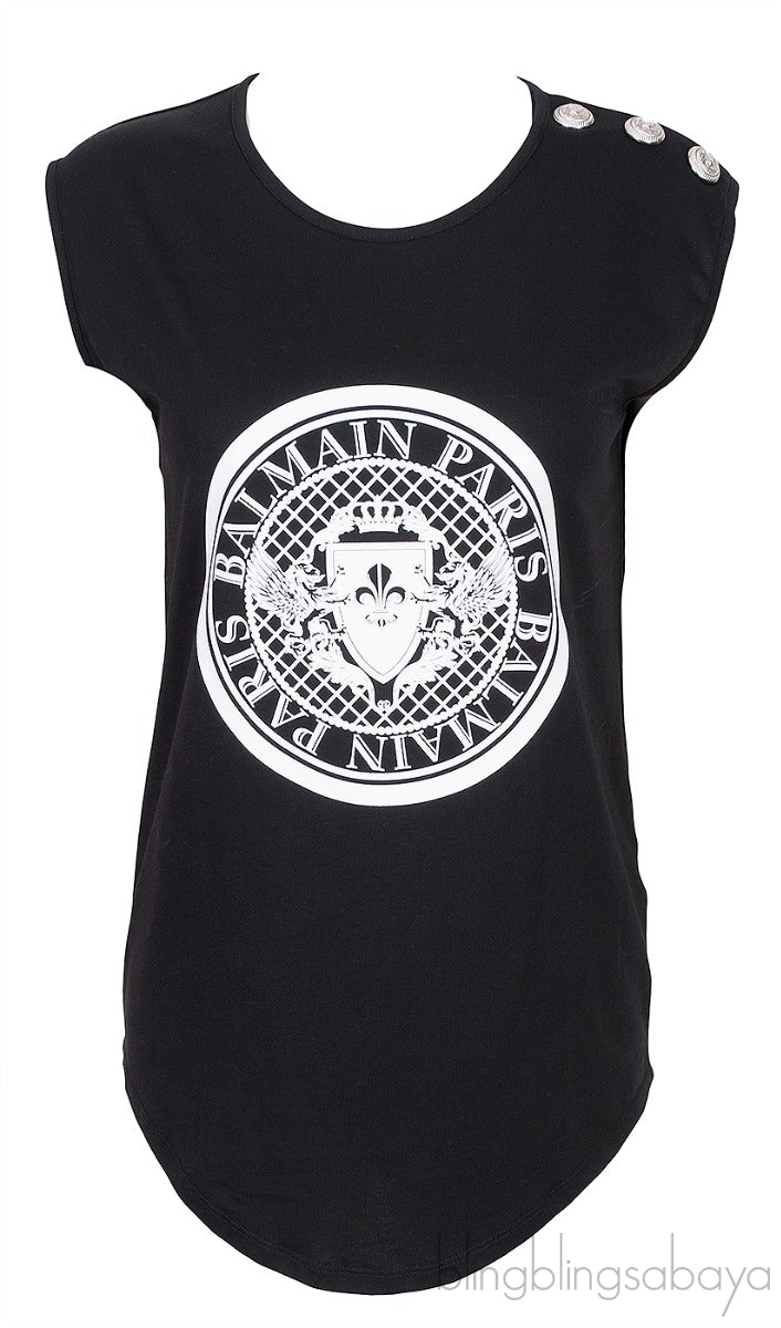 Black Printed Sleeveless Top