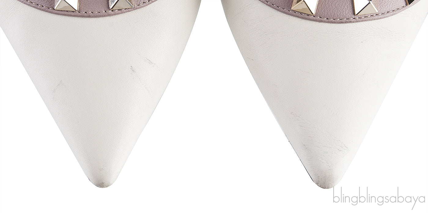 Rockstud Off-white Nude Slingback