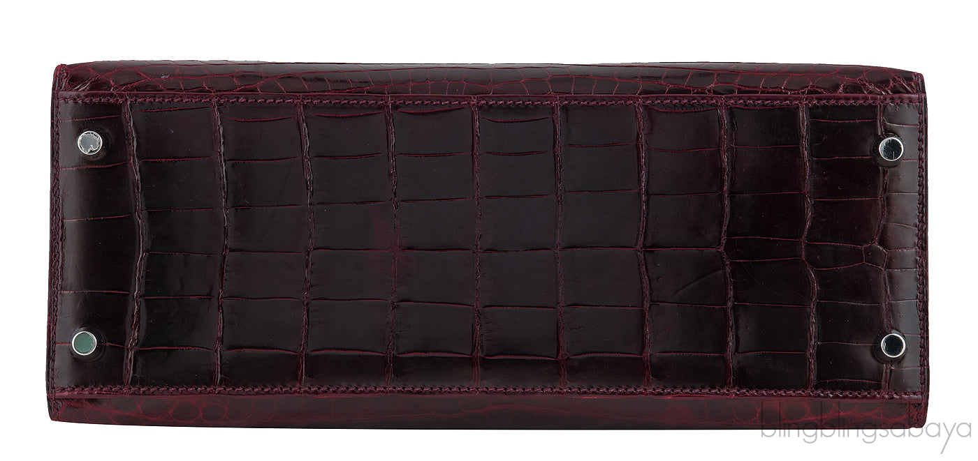 Kelly 28 Bordeaux Crocodile PHW