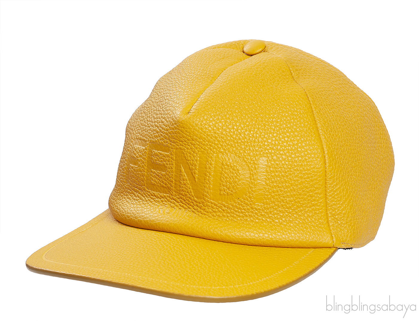 Yellow Logo Leather Baseball Cap