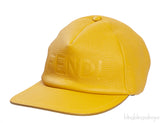 Yellow Logo Leather Baseball Cap