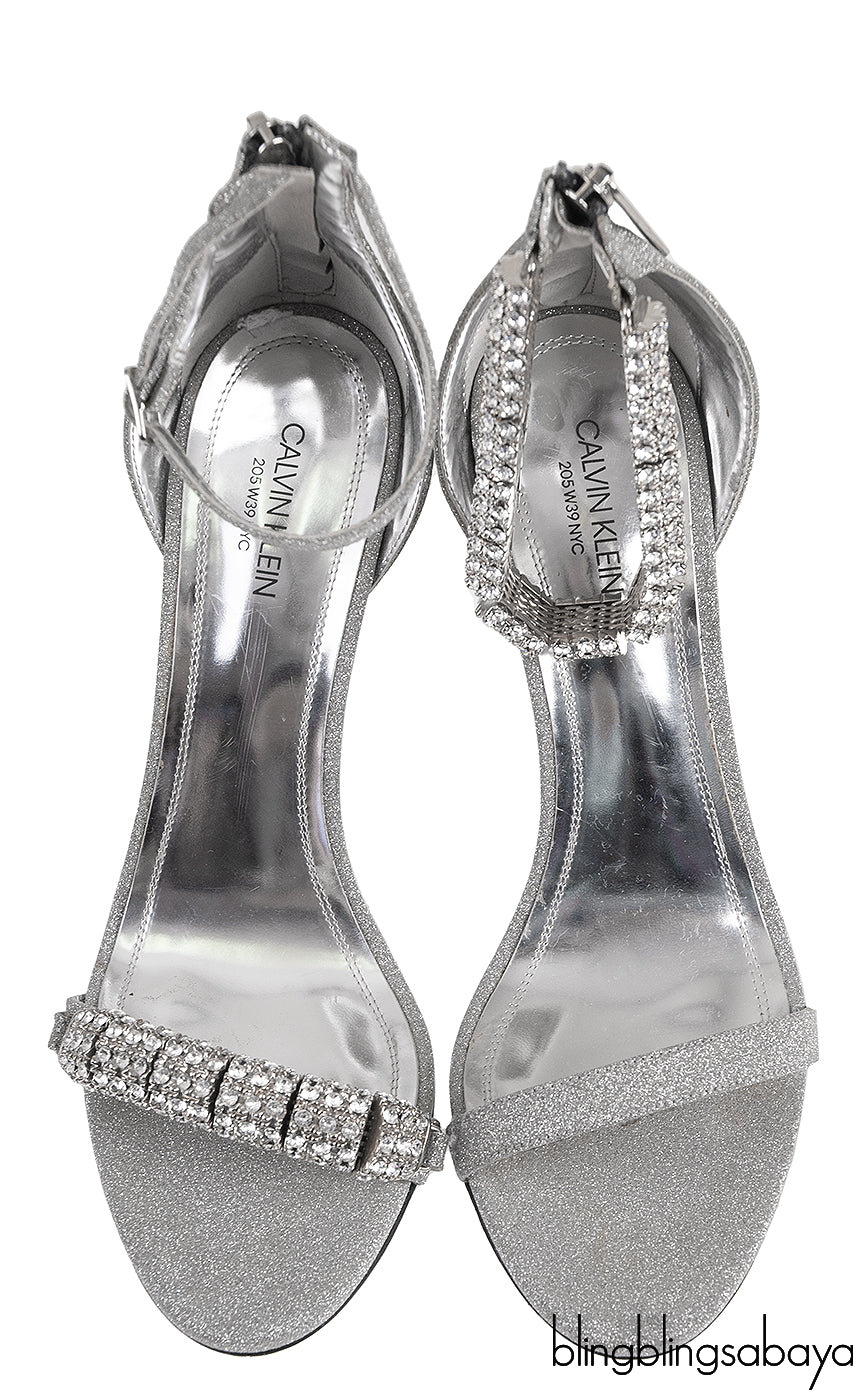 Glittery Silver Crystal Sandals