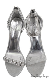 Glittery Silver Crystal Sandals