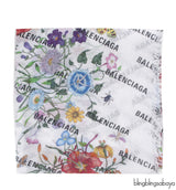 The Hacker Project Flora Print Silk Scarf White