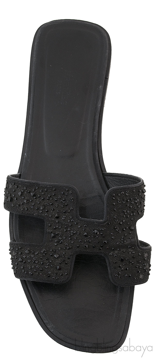 Black Oran Strass Sandals