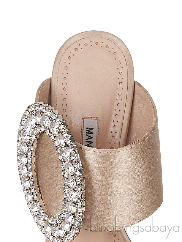 Champagne Satin Fibiona Slide Sandals