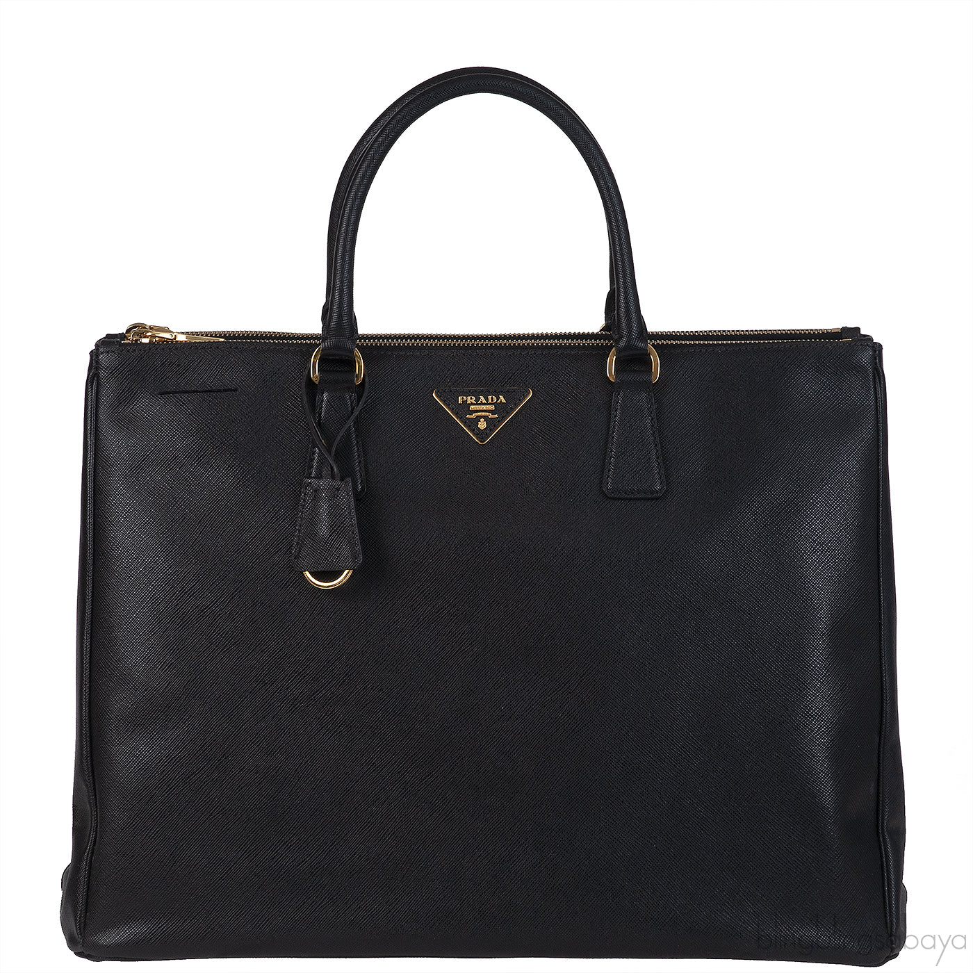 Prada Large Saffiano Black Double Zip Tote