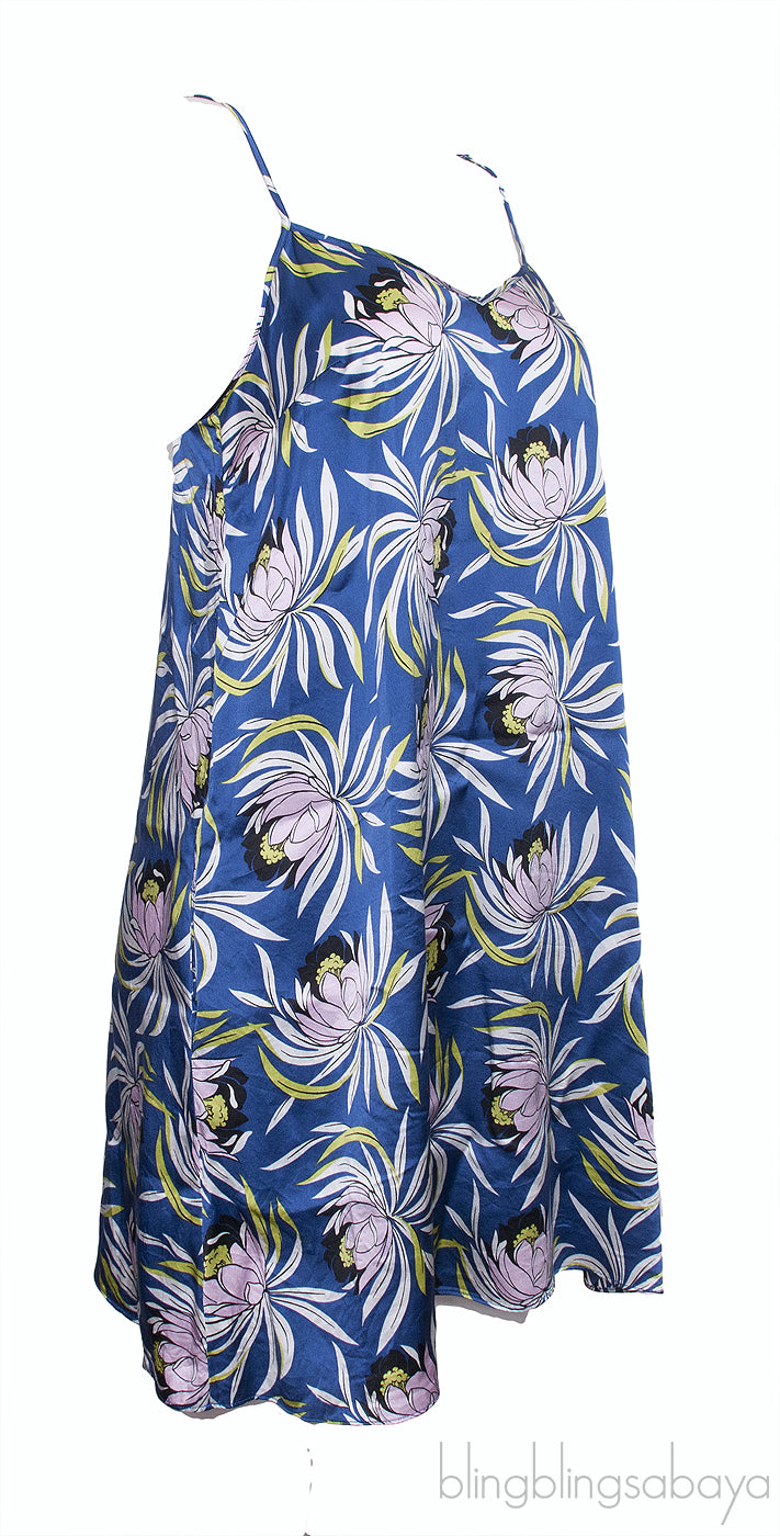 Blue Floral Printed Mini Dress