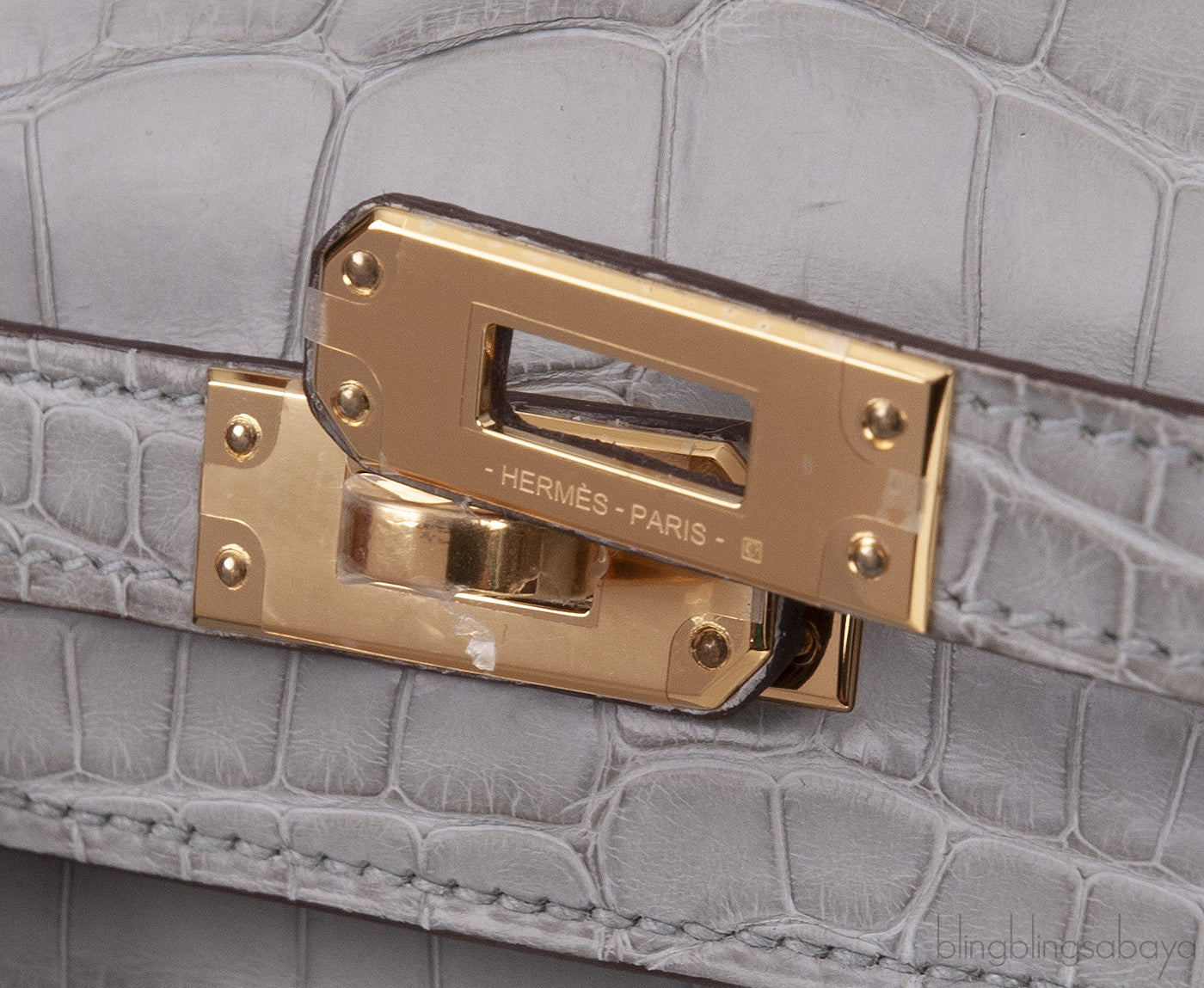 Hermes Special Order Kelly 25 Matte Gris Perle Crocodile and Toffee GHW