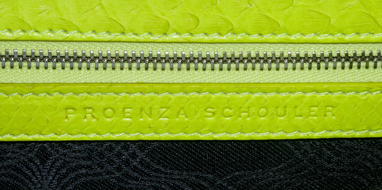 Neon Green Python PS11 Shoulder Bag