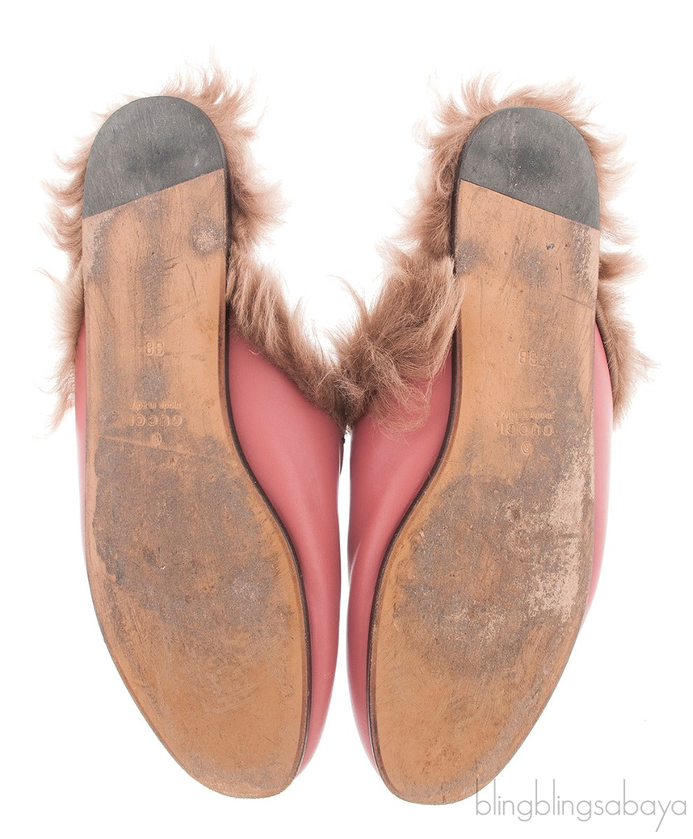 Pink Princetown Fur Slide