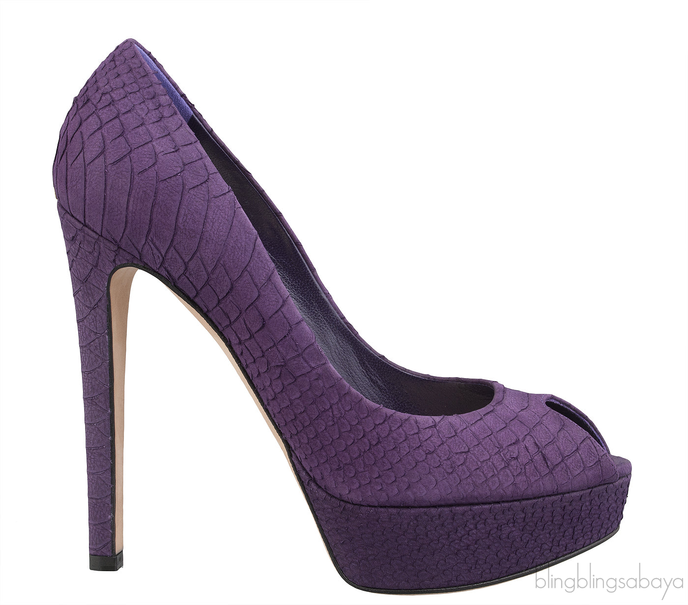 Purple Python Peep Toe Pump