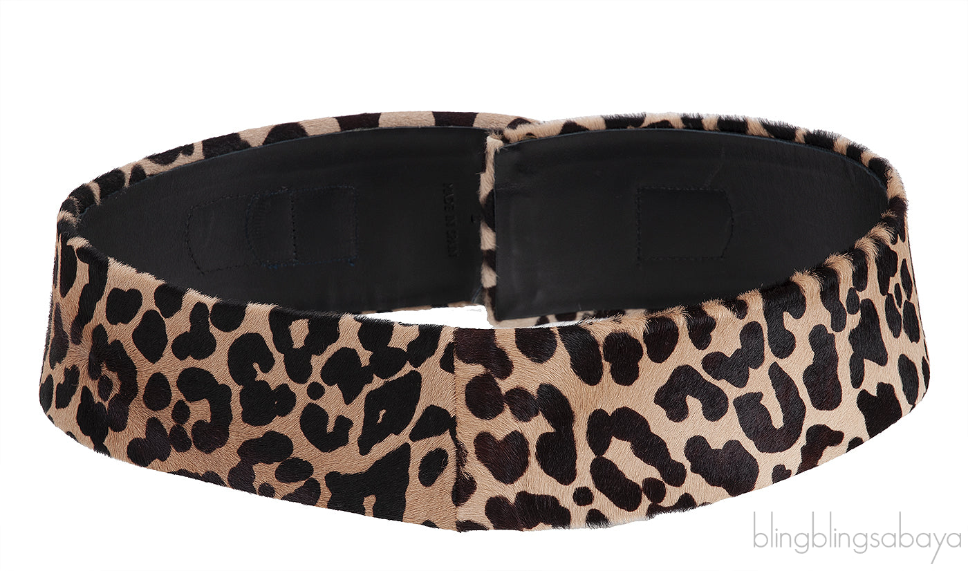 Leopard Print Pony Hair Wide Belt