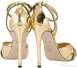 Gold Slingback Peep Toe Pump