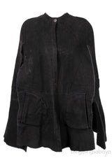 Black Leather Reversible Cape Jacket