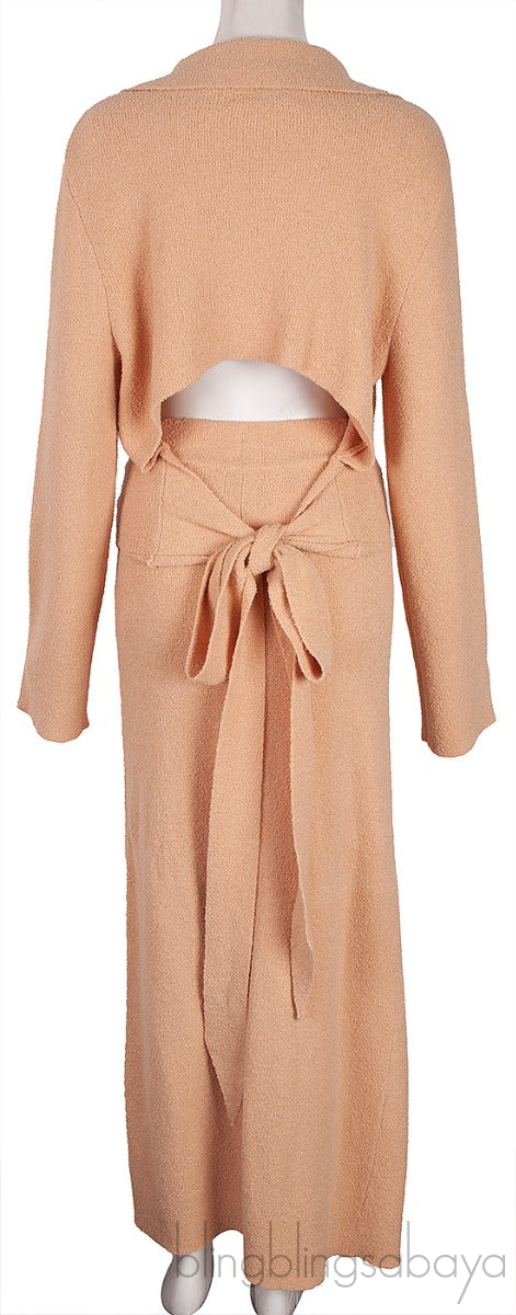 Rosalie Open Back Top and Wrap Effect Midi Skirt
