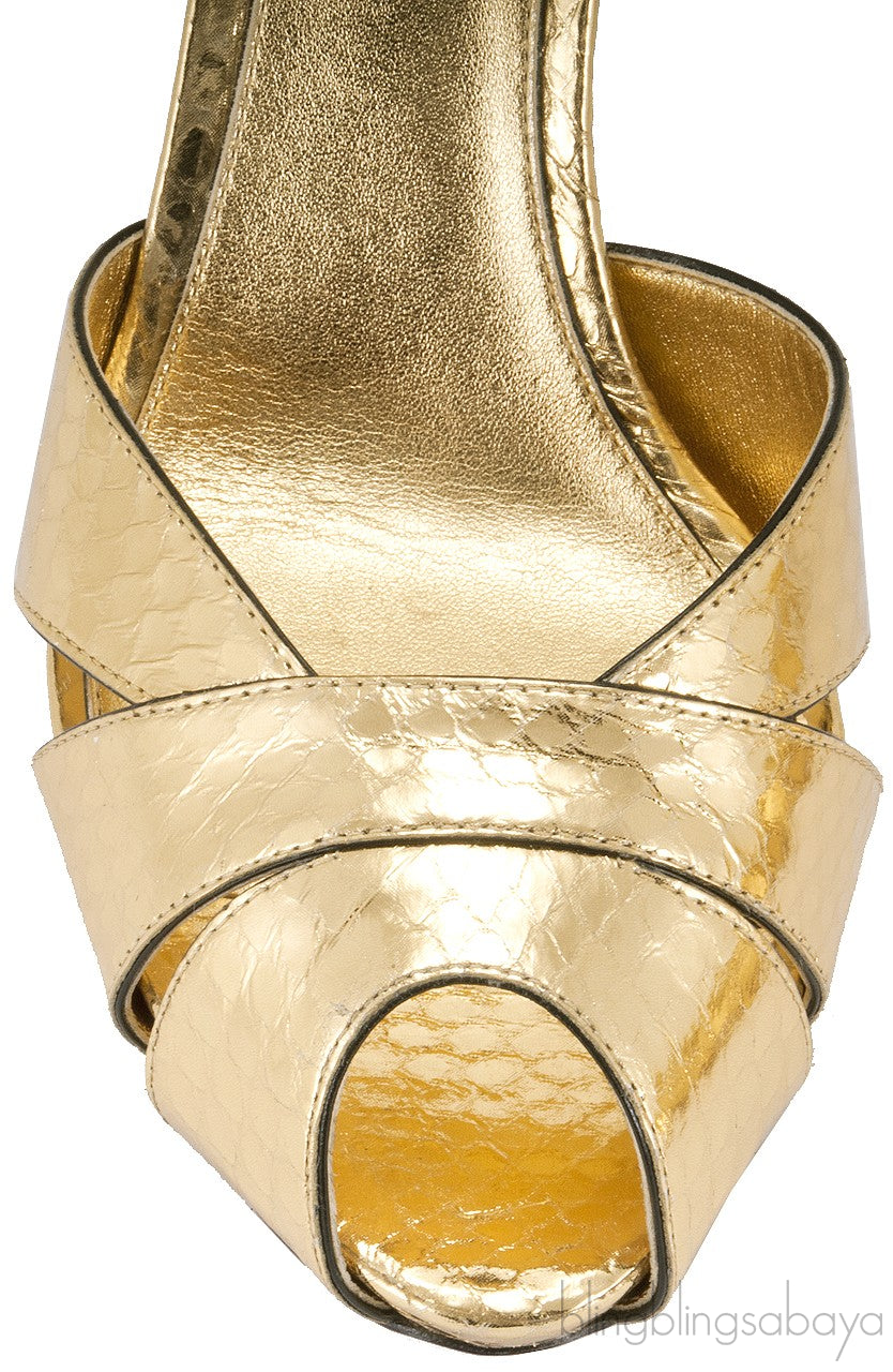 Gold Slingback Peep Toe Pump