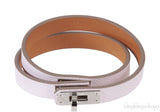Hermes Mini Kelly Double Tour Bracelet Epsom Mauve Pale PHW
