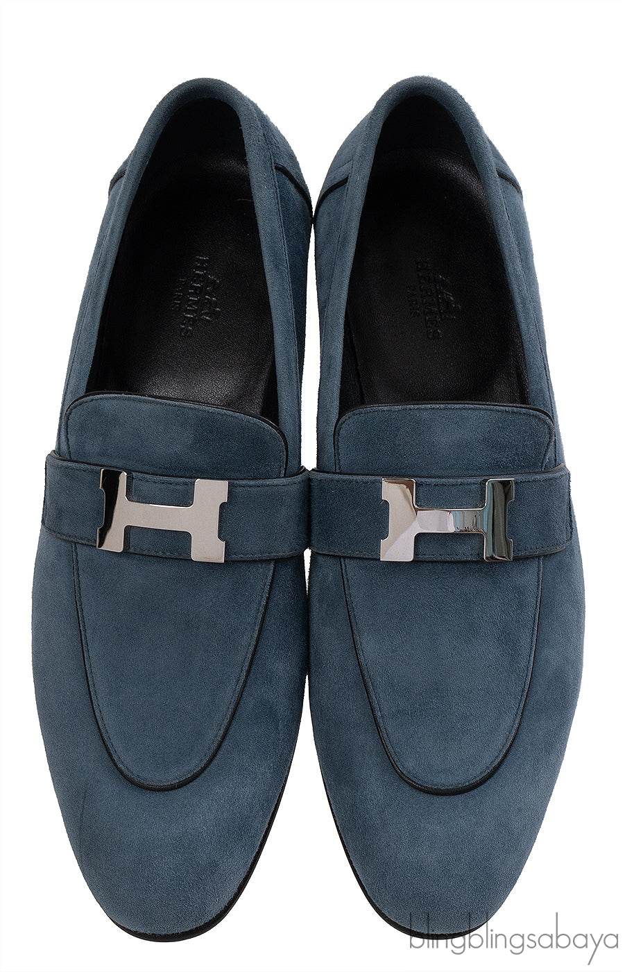 Hermes Paris Blue Suede Loafer