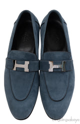 Hermes Paris Blue Suede Loafer