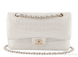 Silver Alligator Medium Flap Bag