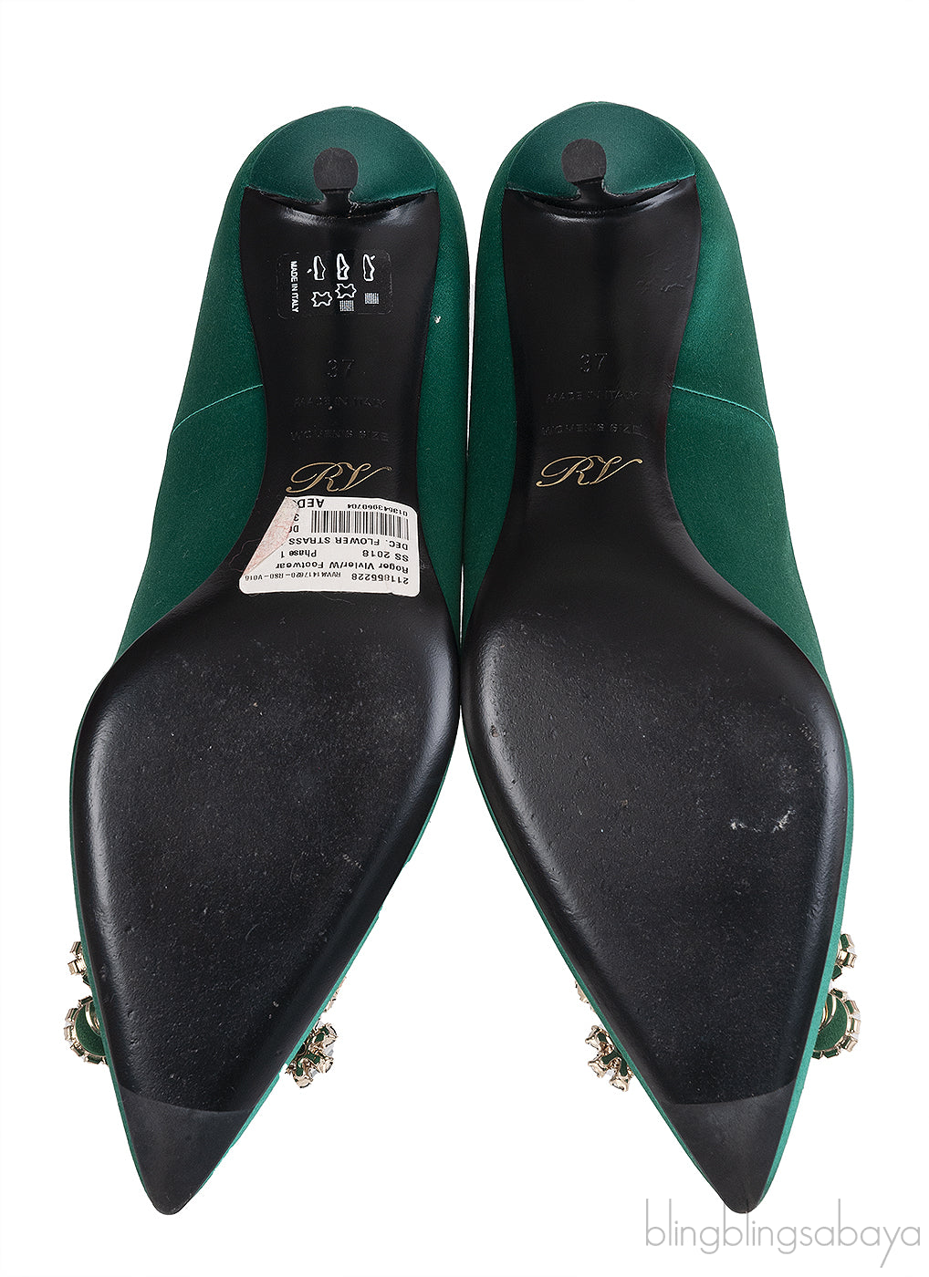 Roger Vivier Emerald Green Floral Crystal Heels