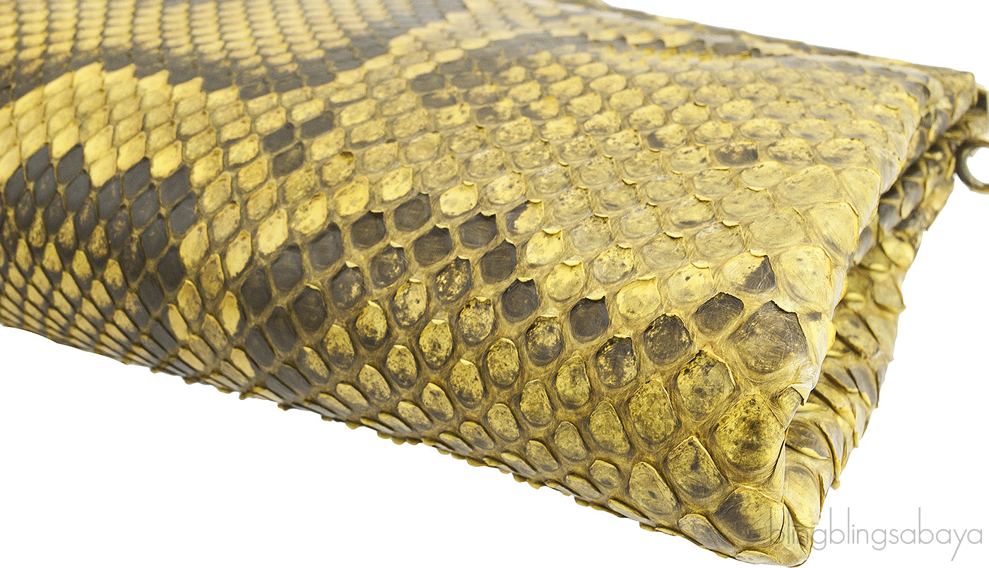 Yellow Python Clutch Bag