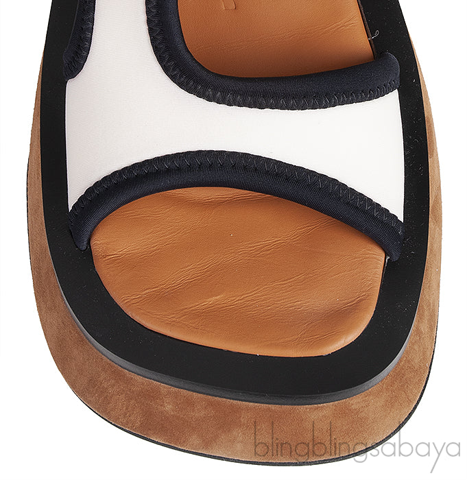 White Stretch Neoprene Sandals