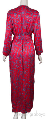 Red Floral Wrap Belted Dress
