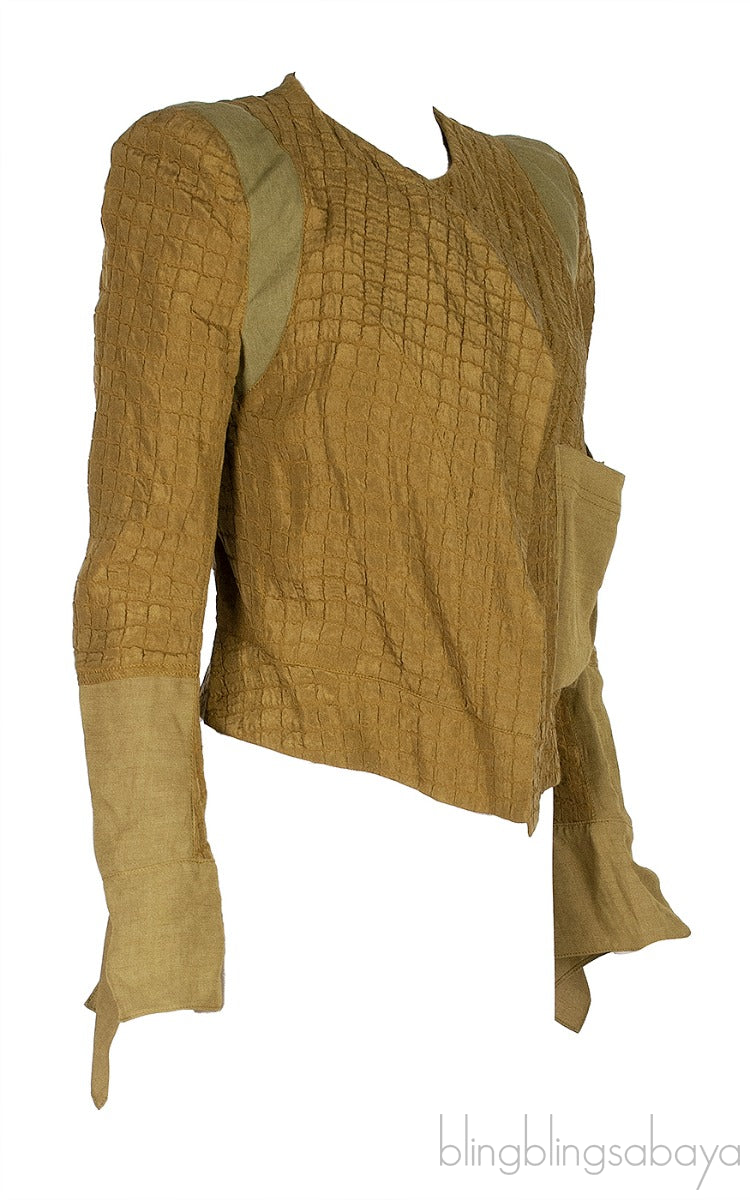 Brown Kaki Textured Blazer