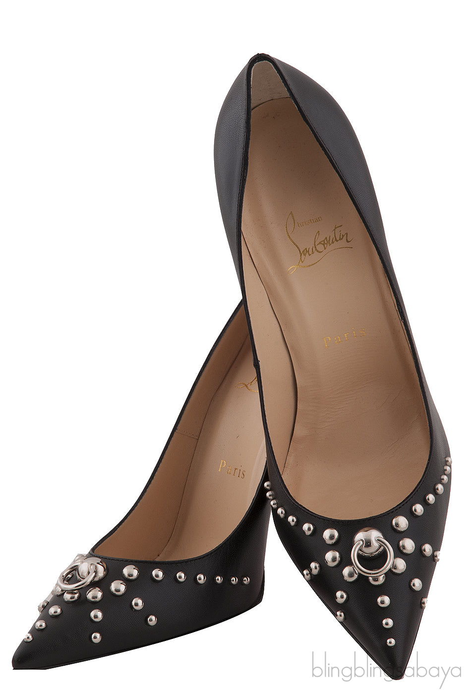 Black Knock Studs Pointed Heels