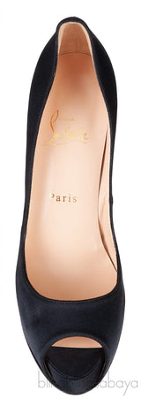 Christian Louboutin Prive Black Satin Peep Toe Pump