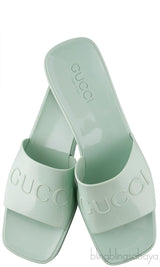 Pastel Green Rubber Slide Sandals