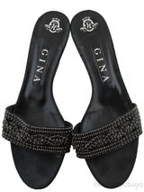 Black Crystal Mule Sandals