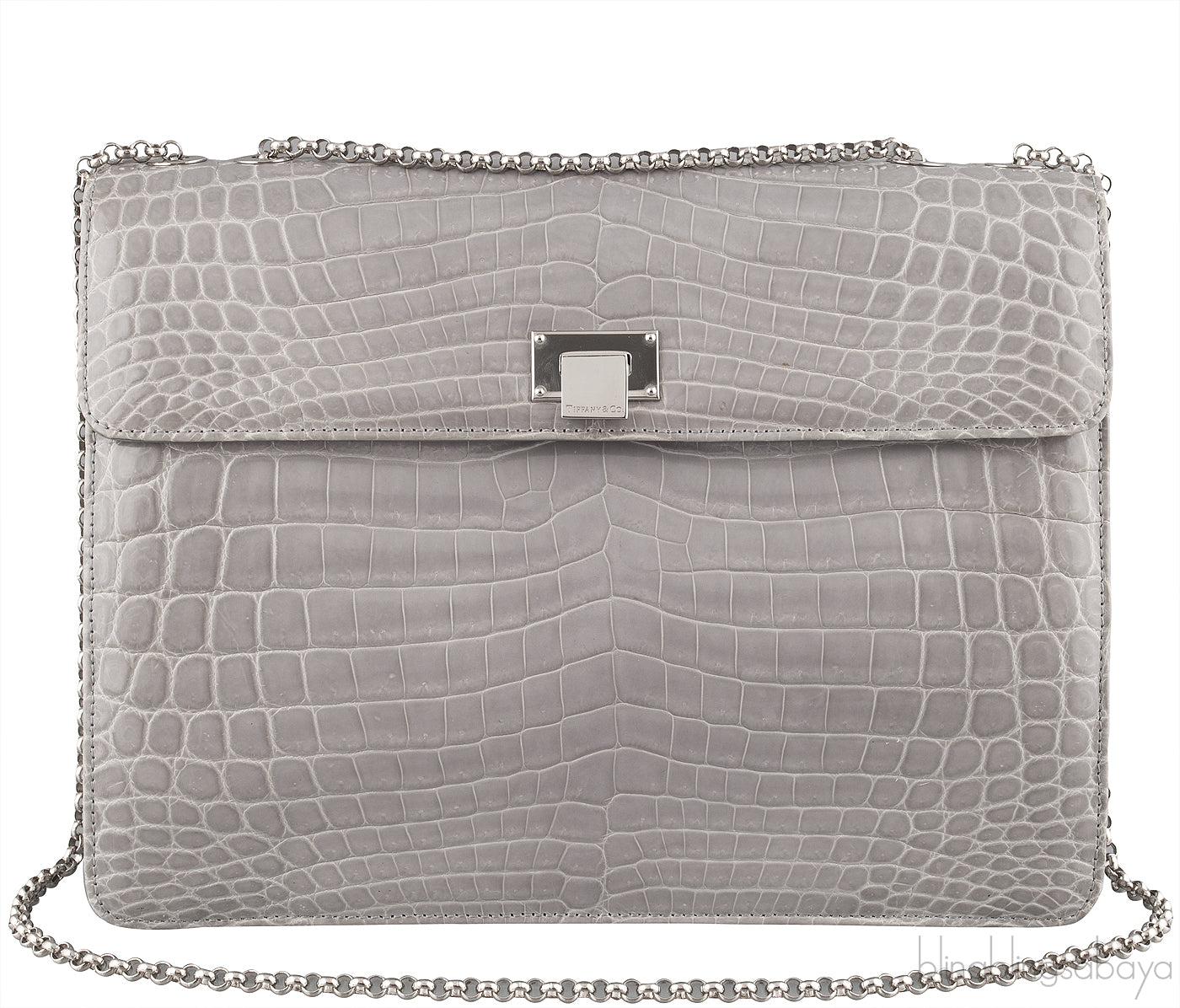 Grey Cornelia Lunch Box Crocodile Bag