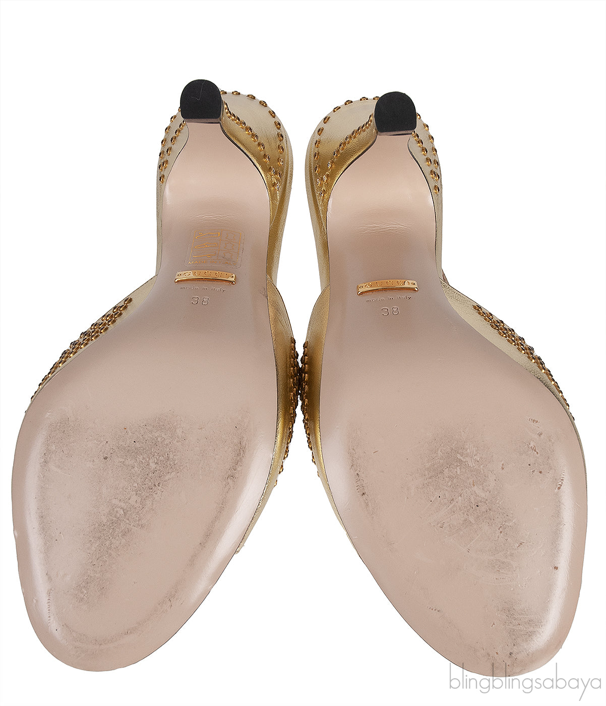 Gucci Gold Fedra Crystal Embellished Heels