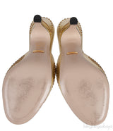 Gucci Gold Fedra Crystal Embellished Heels