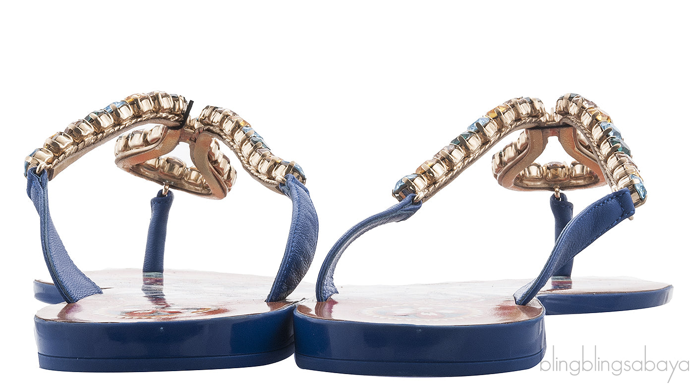 Bejeweled Flat Leather Thong