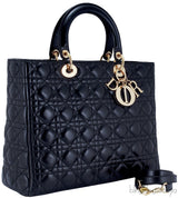Lady Dior Large Black Quilted Bag