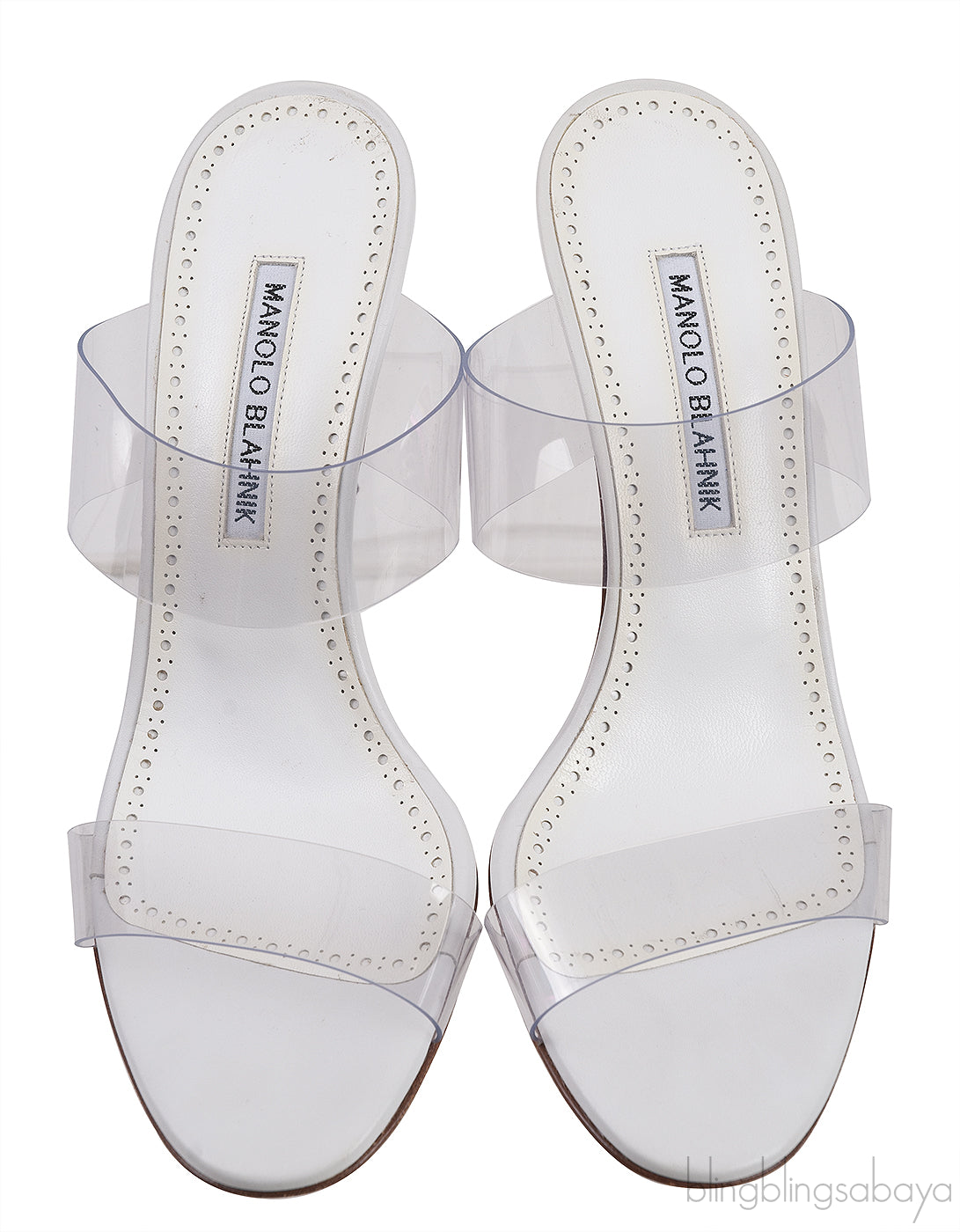 Manolo Blahnik White Clear ECO PVC Scolto Open Toe Mules