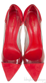 Red Suede PVC Plexi Pump
