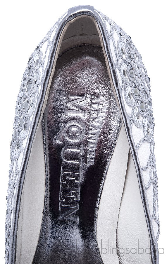 Crochet & Crystal Suede Pump
