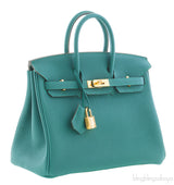Birkin 25 Malachite Togo GHW