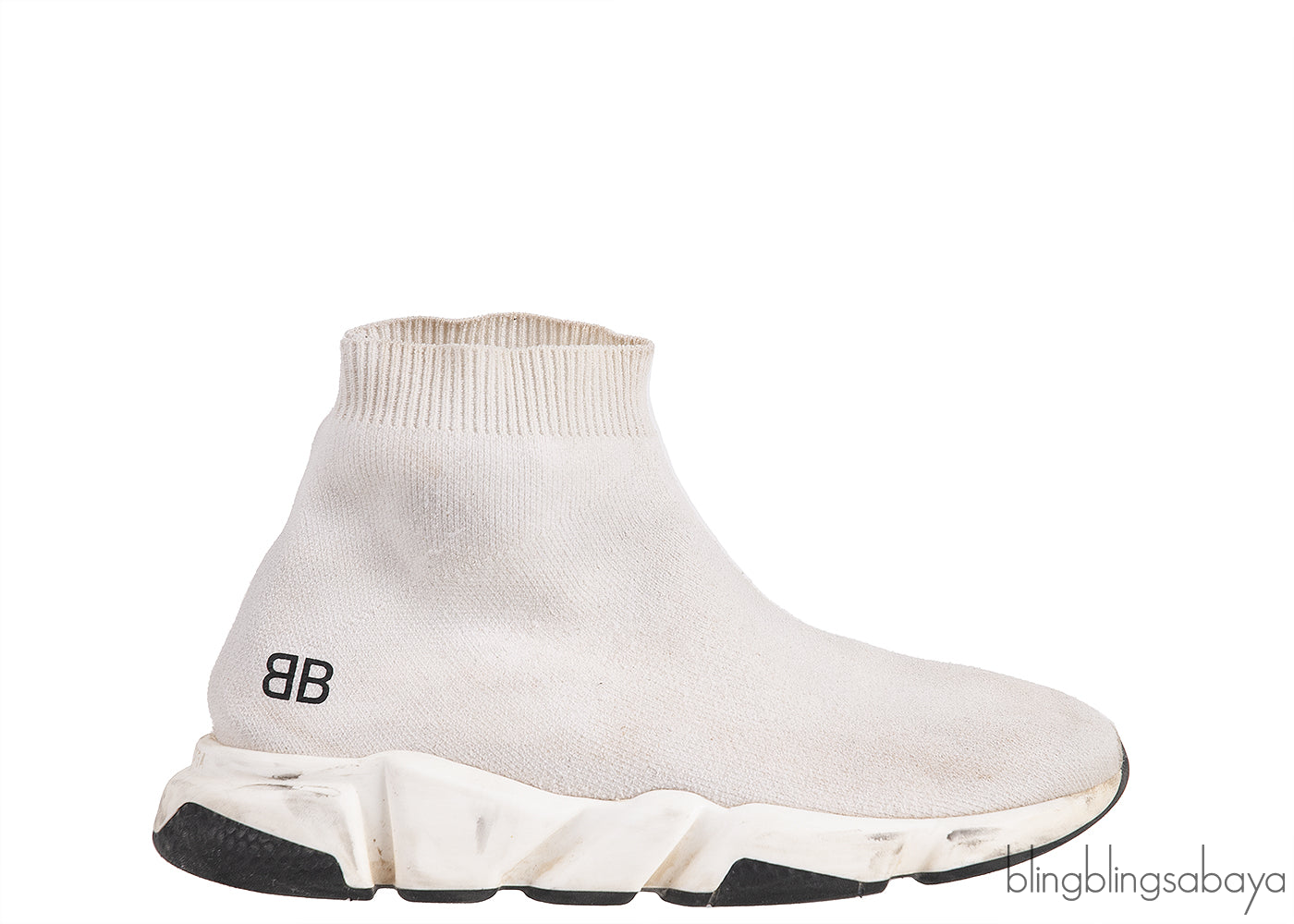 White Speed Stretch-knit High Top Kids Sneakers