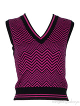 Sleeveless V-neck Zigzag Print Top