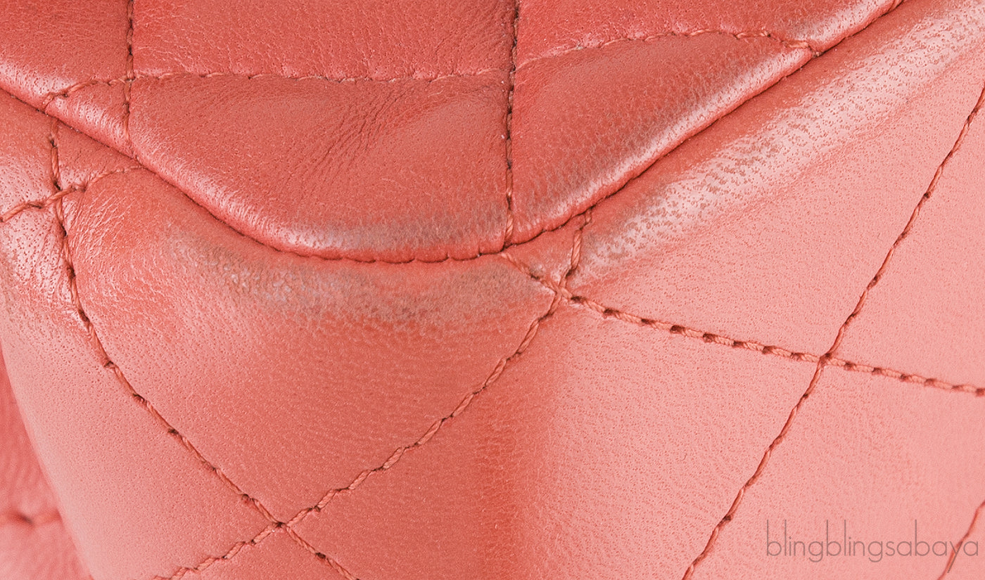 Coral Quilted Mini Flap Bag