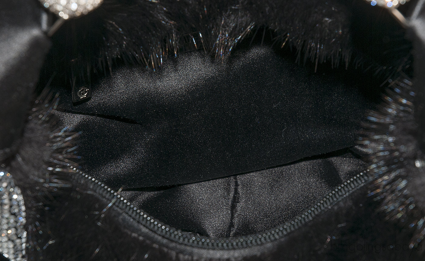 Fur Crystal Black Handbag